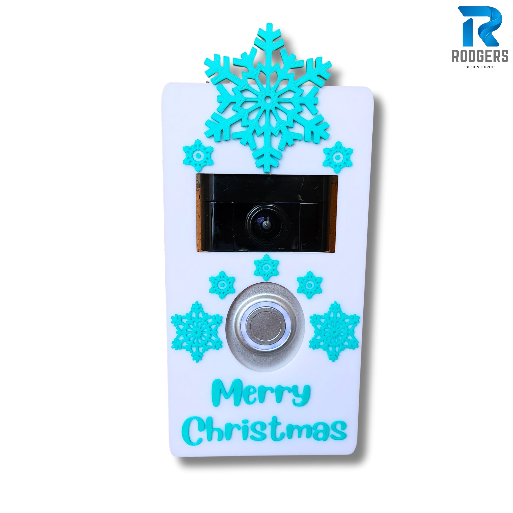 Festive Ring Doorbell cover featuring snowflakes