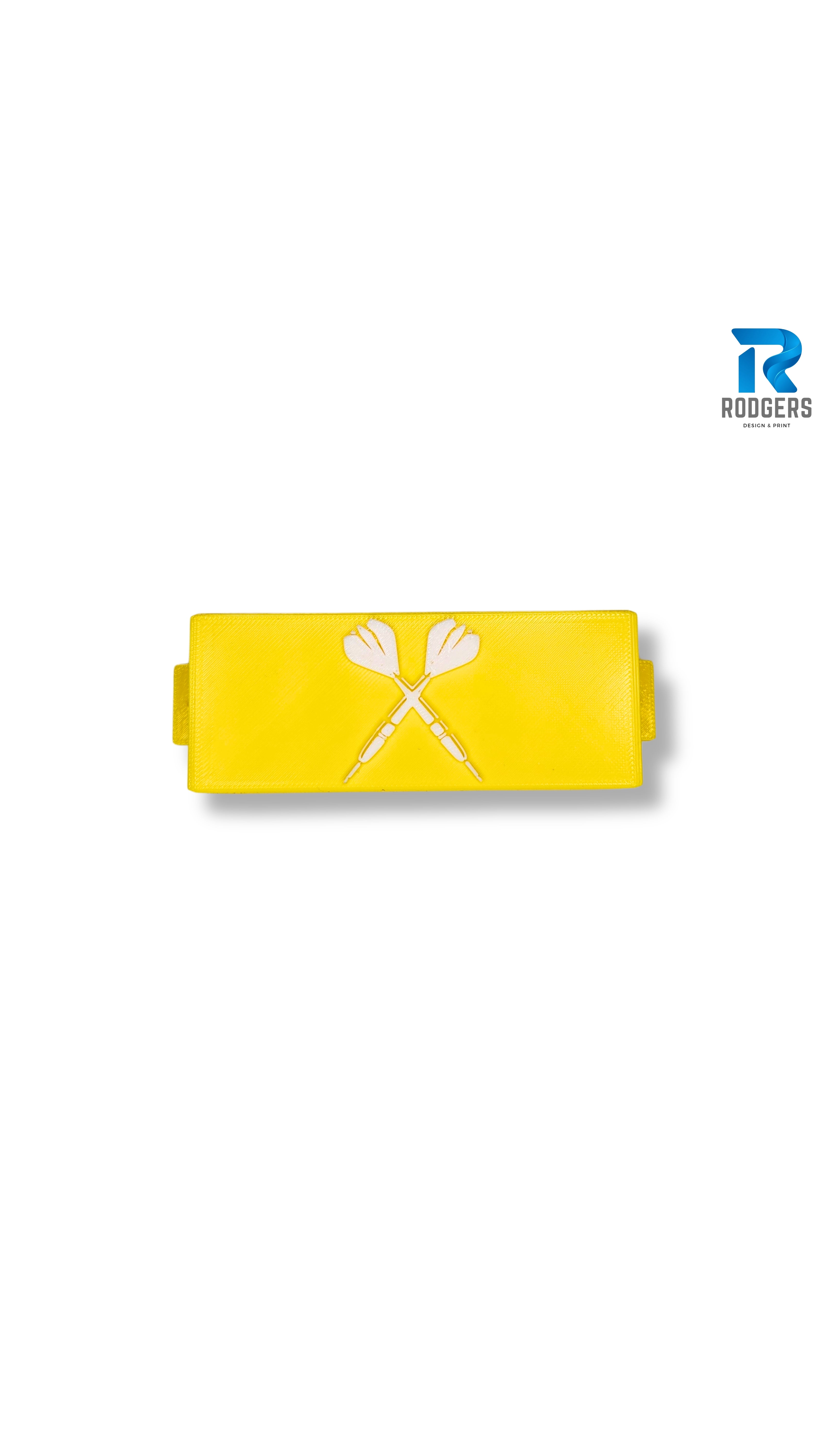 Close-up of yellow colour wall-mount dart holder