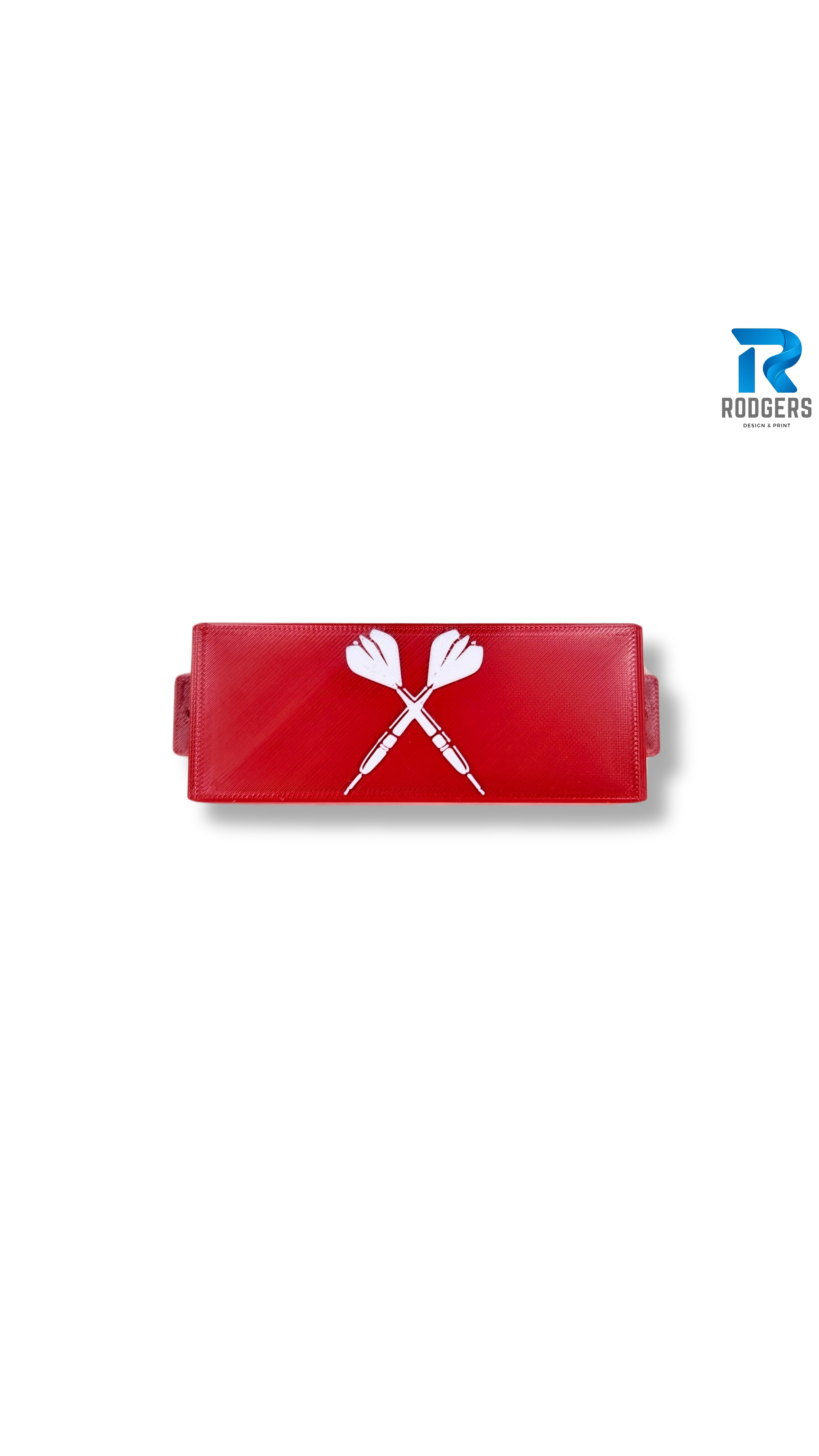 Close-up of red colour wall-mount dart holder